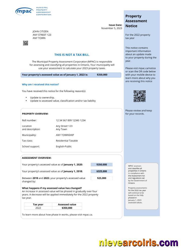 USA Ontario MPAC utility bill